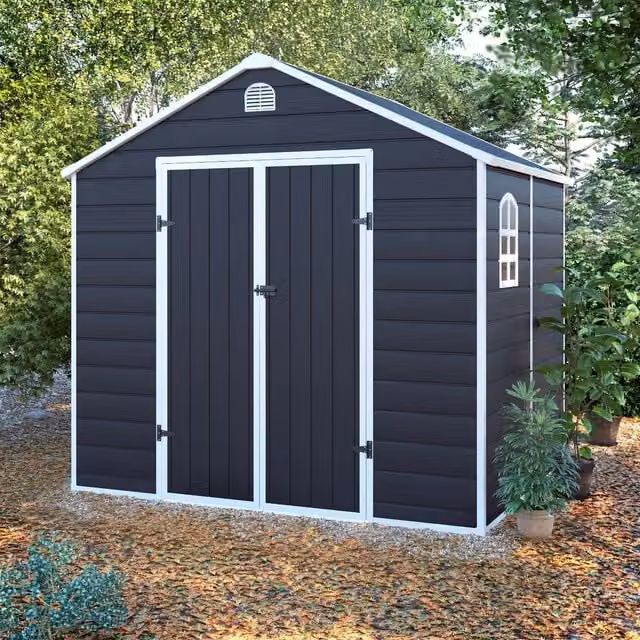 BillyOh Ashford Apex Plastic Garden Storage Shed with Foundation Kit, Grey