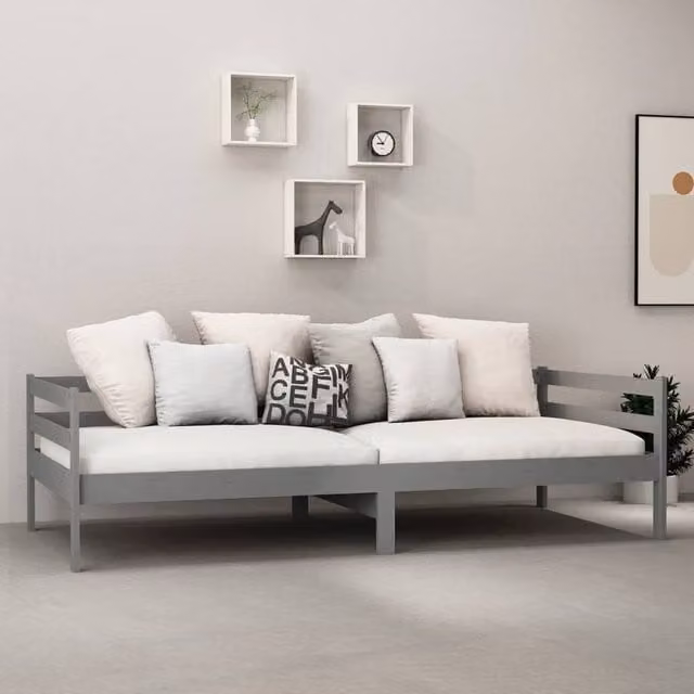 Berkfield Home Sturdy Day Bed in Grey Solid Pinewood, W/D/H: 90 x 200 cm – 1