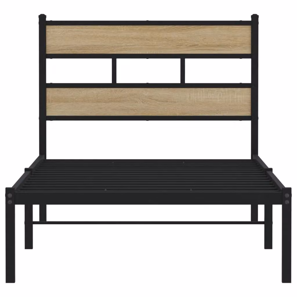 Berkfield Home Metal Bed Frame in Sonoma Oak Brown, W/D/H: 90 x 190 cm Single – 3