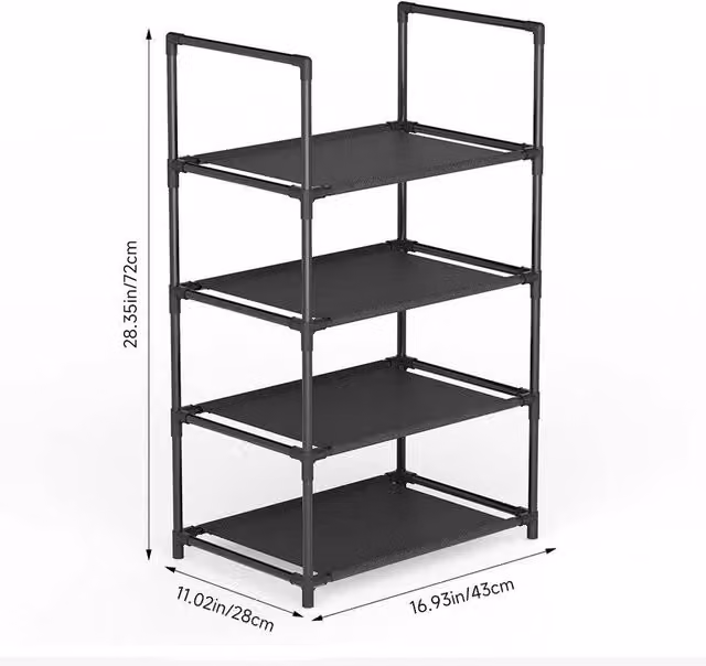 SPETLEK 4-Tier Metal Shoe Rack in Black