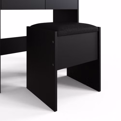 GFW Eva LED Dressing Table Set with LED Mirror and Cushioned Stool in Black – 6