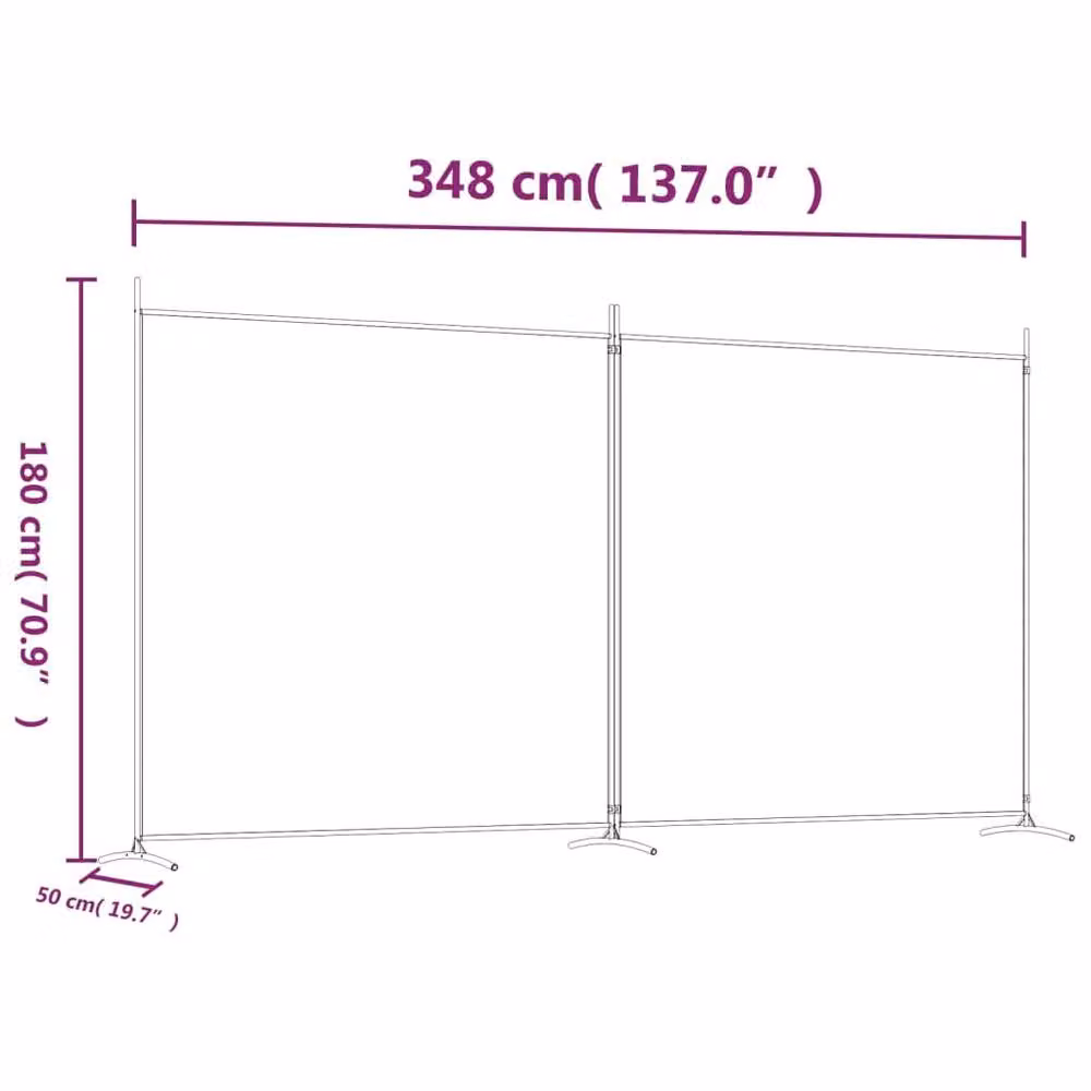 Berkfield Home 2-Panel Fabric Room Divider in Brown, W: 348 cm, H: 180 cm – 5