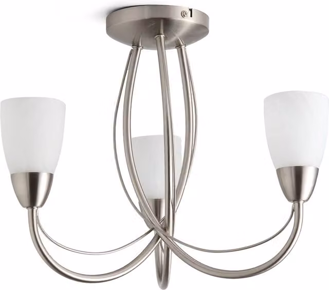 Litecraft Madrid 3 Light Semi Flush Ceiling Light in Silver