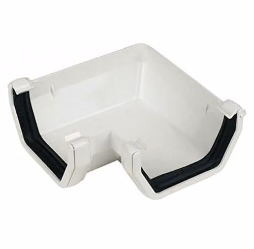 FloPlast 114mm Square White PVC 90 Degree Angle Guttering Accessory
