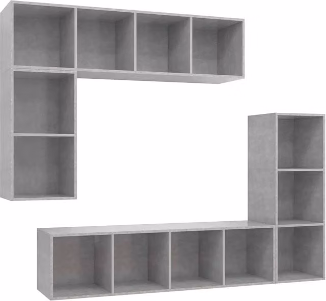 Berkfield Home 4 Piece Modern Wall Mounted TV Cabinet Set in Grey Matt Engineered Wood