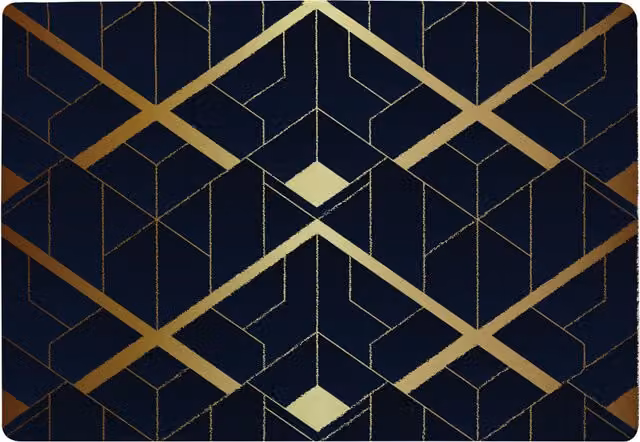 Benjamin Tate Design LTD Art Deco Geometric Gold and Yellow Rectangular Polyacrylic Rug, Width: 150 cm