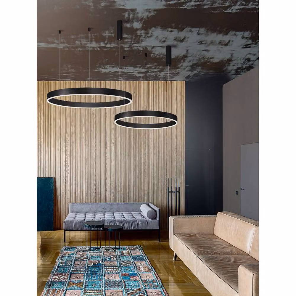 Nova Luce Motif Ring Pendant Light Black, Dimmable LED, 40W, 2943lm, Diameter: 60 cm – 3