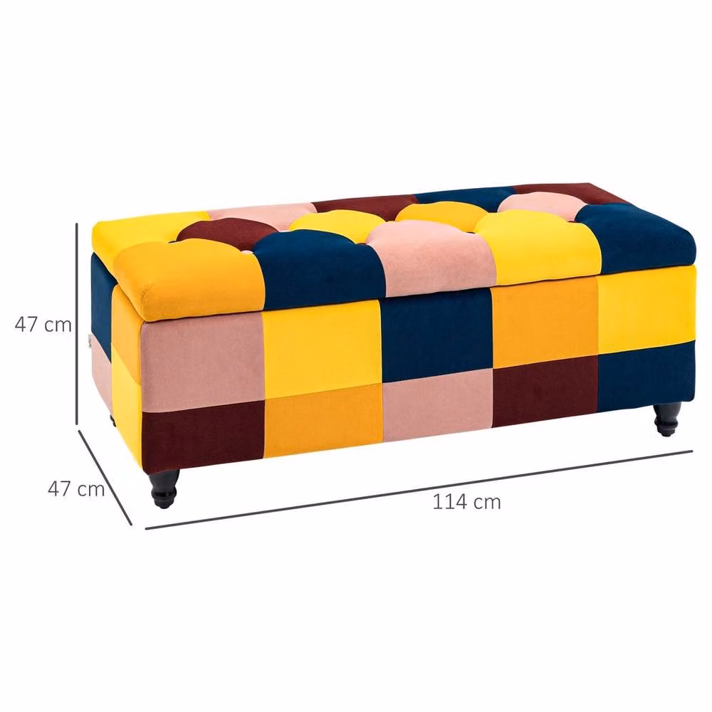 NESTLUNE Multicolour Velvet Rectangular Storage Ottoman W/D/H: 114 x 47 x 47 cm – 2