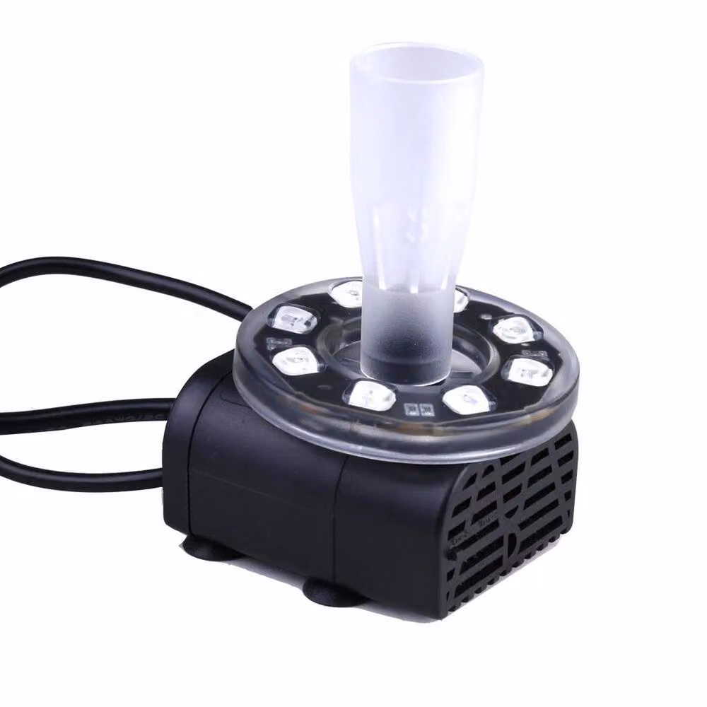 NESTLUNE Solar Fountain Pump with 400L/H Flow Rate, 7W Power, Battery Backup and 8 LED Lights in Black – 4