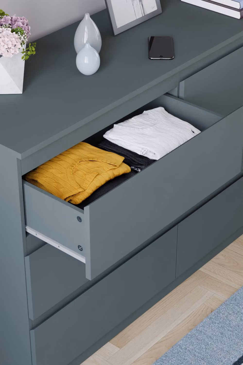 HD Designs Denver 6 Drawer Chest of Drawers in Green – 3