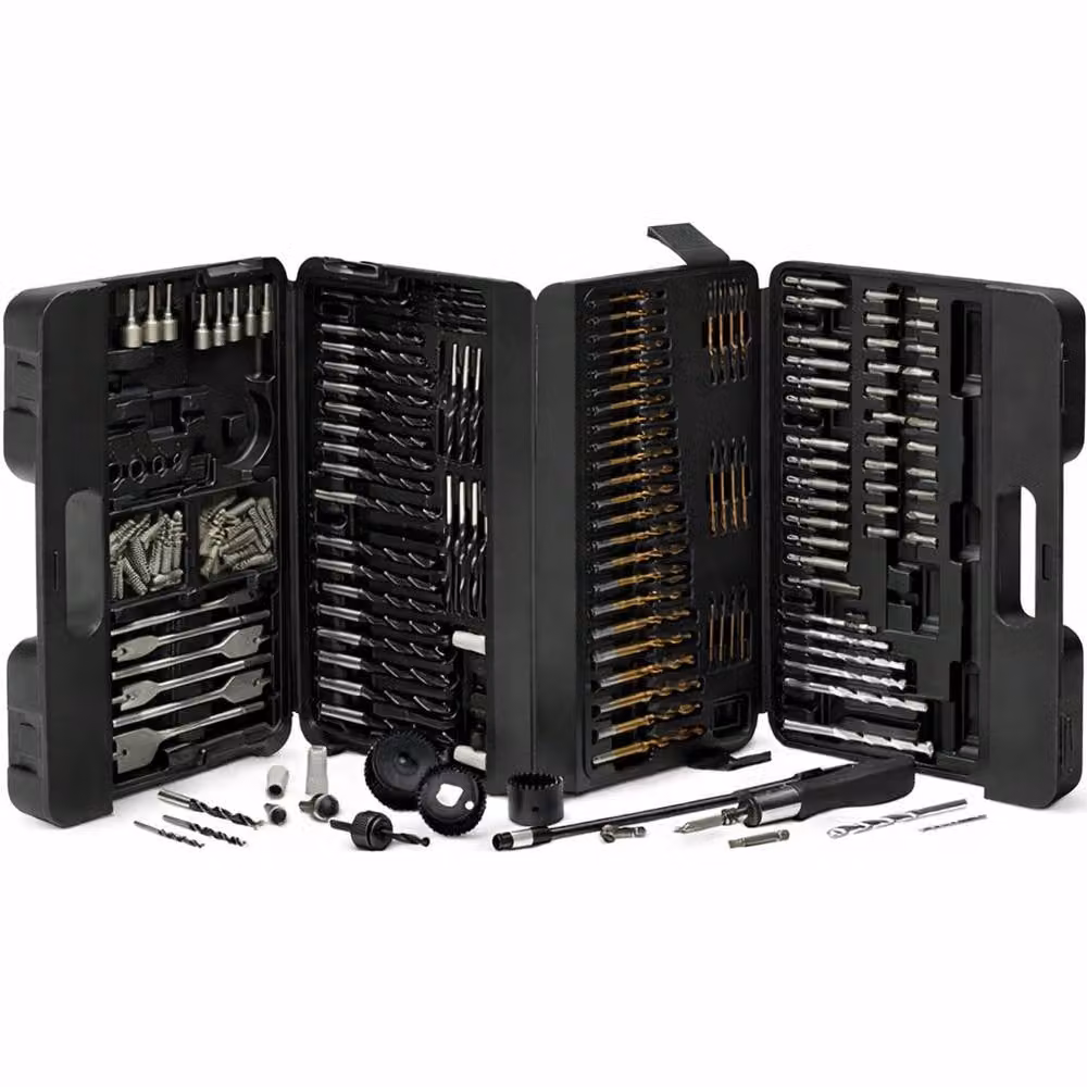 Lumberjack 205 Piece HSS Drill and Screwdriver Bit Set with Case, Black – 11