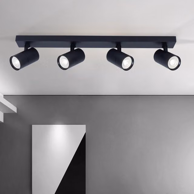 Harper Living Adjustable 4 Light GU10 Surface Mounted Spotlight in Black