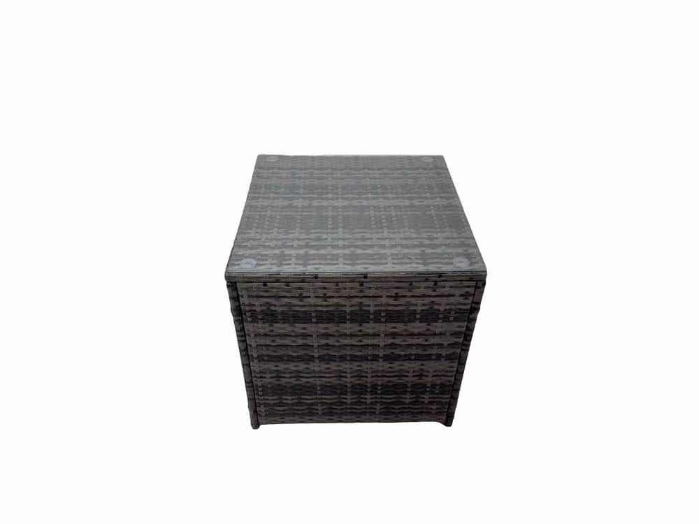 Fimous 8 Seater Rattan Garden Furniture Set in Dark Grey with Upholstered Cushions, Ottoman and Coffee Table