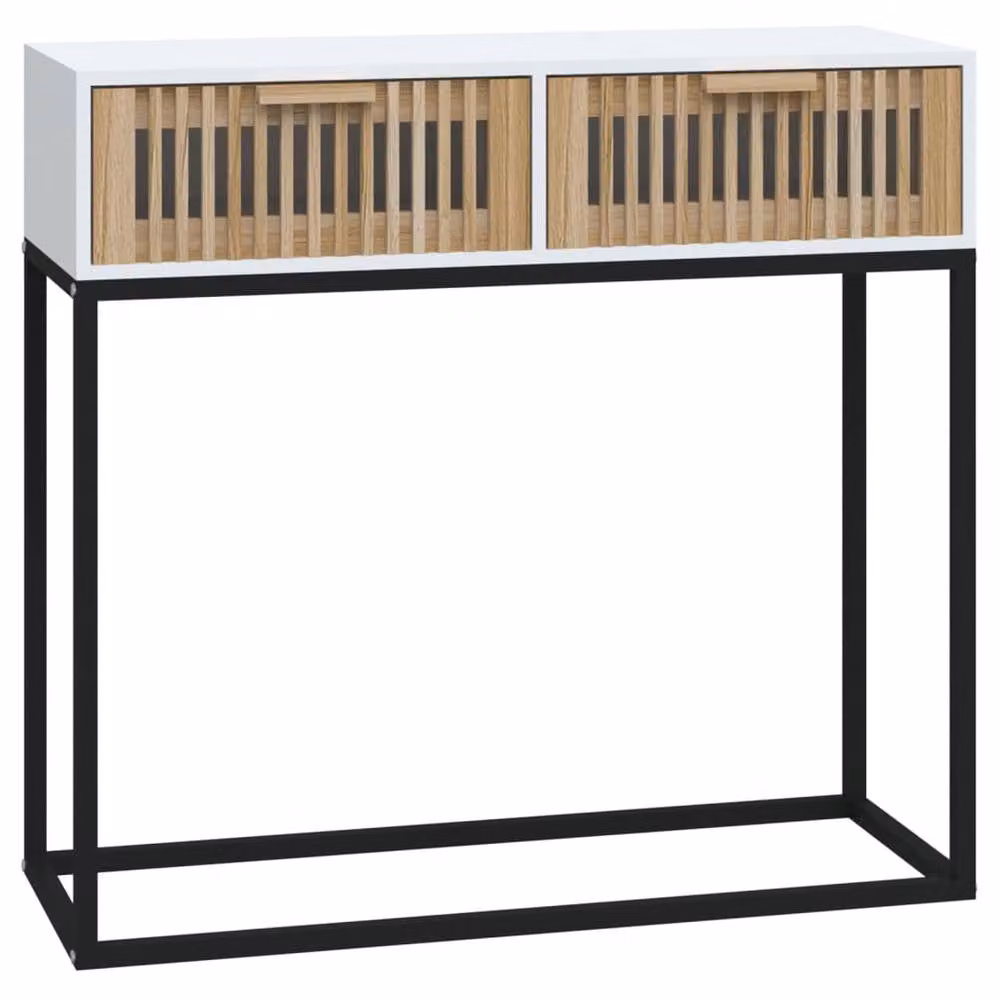 Berkfield Home White Console Table in Engineered Wood and Metal, W/D/H: 80 x 30 x 75 cm – 2