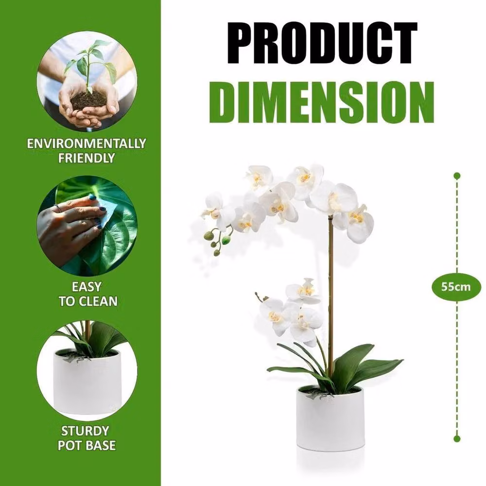 SPETLEK White Artificial Orchid Flower Display in Pot, Height: 55 cm – 3