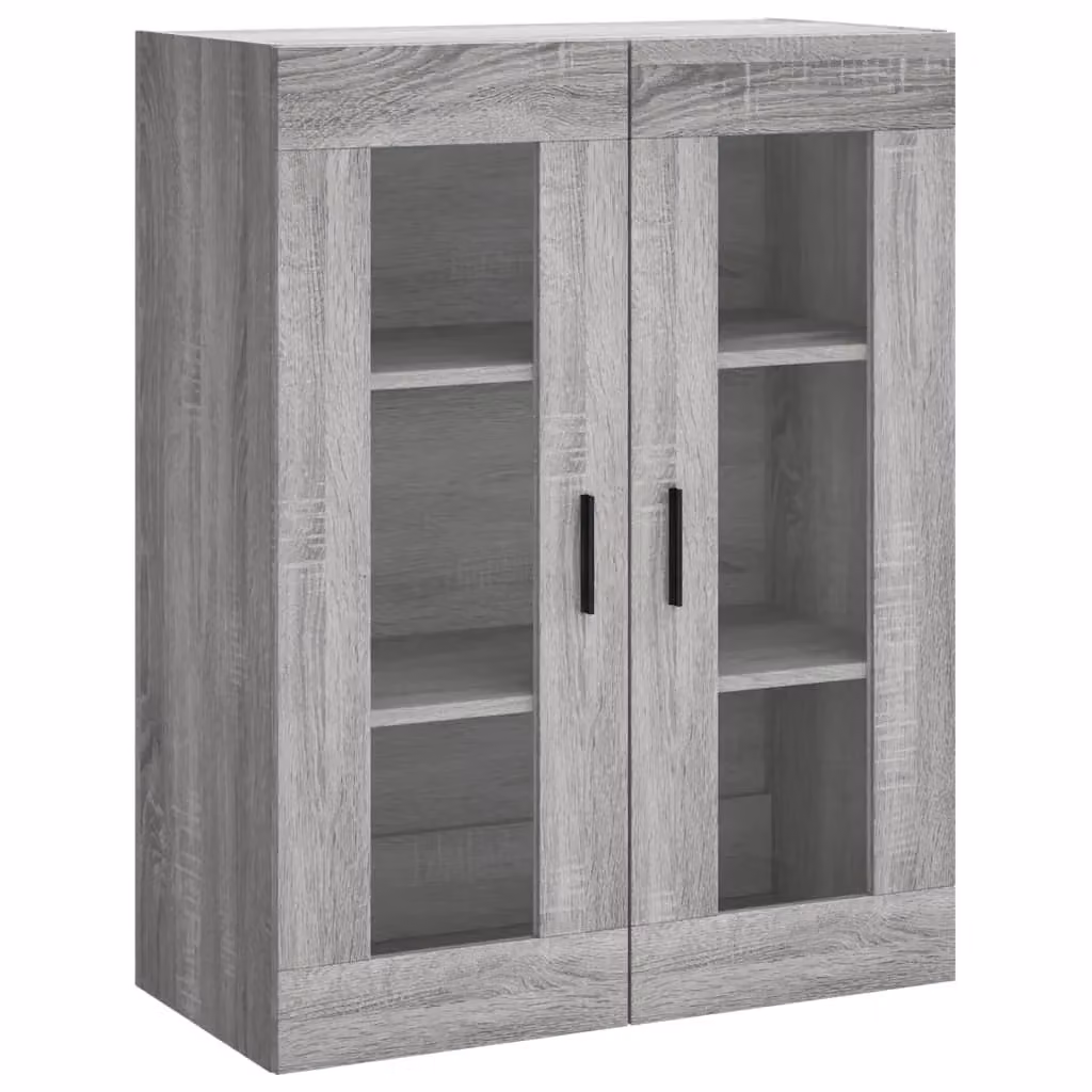 Berkfield Home Set of 2 Wall Mounted Cabinets in Grey Sonoma with Glass Doors – 2