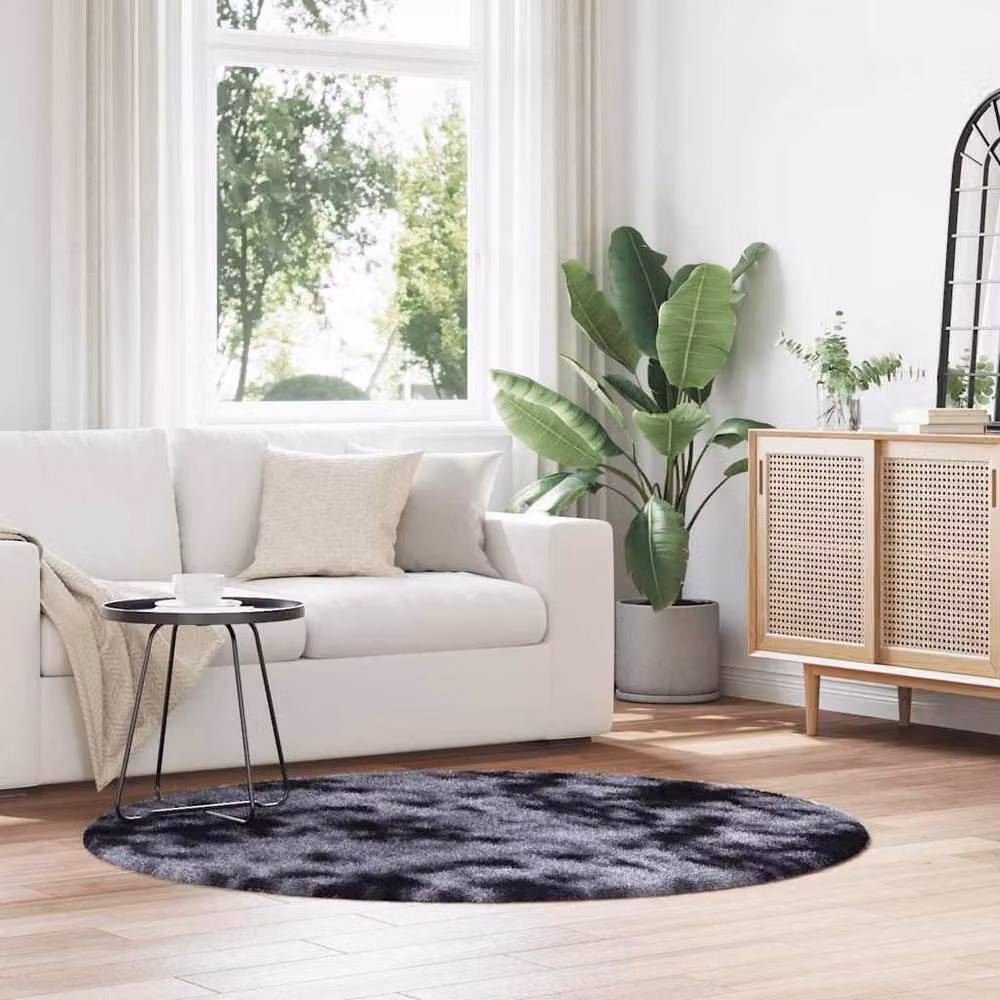Berkfield Home NAVARRA Shaggy High Pile Rug, Dark Grey, W/D/H: 160 x 160 x 1 cm – 2