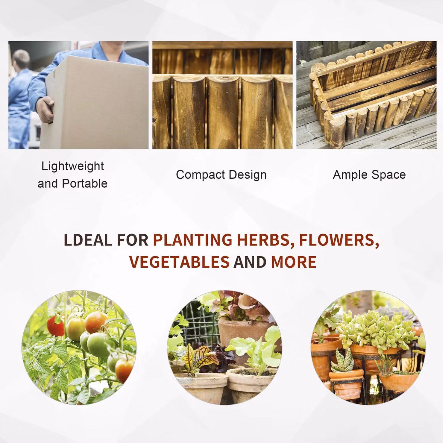 OUTSUNNY Wooden Raised Flower Bed and Herb Garden Planter in Brown, W/D/H: 78 x 35 x 30 cm – 3