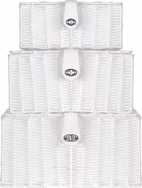 Maison & White Set of 3 White Open Weave Resin Storage Baskets