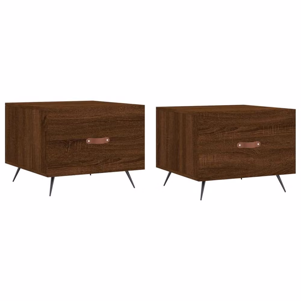 Berkfield Home Set of 2 Brown Oak Decorative Coffee Tables, W/D/H: 50 x 50 x 40 cm – 2