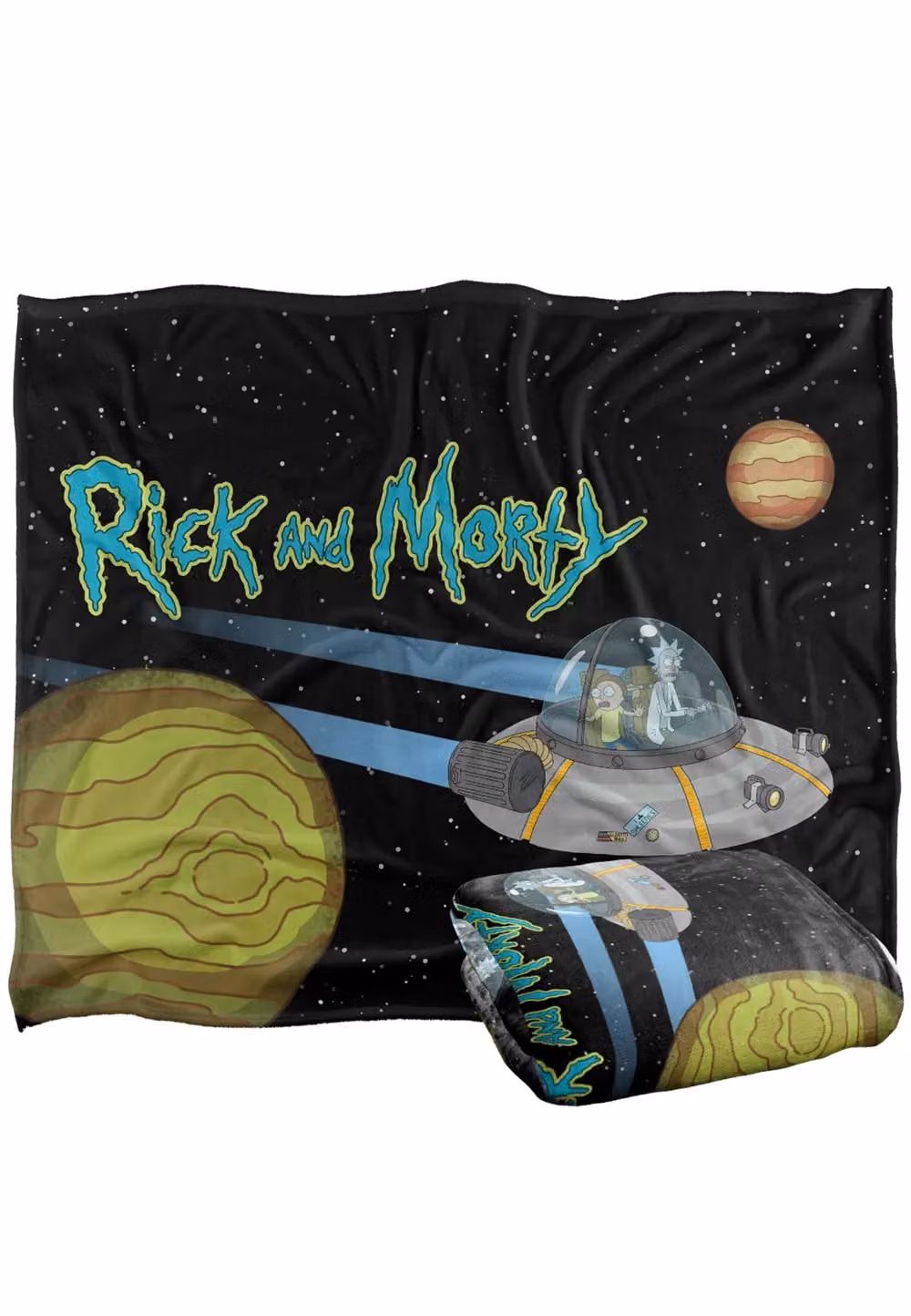 Rick & Morty In Space Silky Touch Super Soft Throw Blanket, White and Multicolour, W: 152 cm, D: 127 cm – 1
