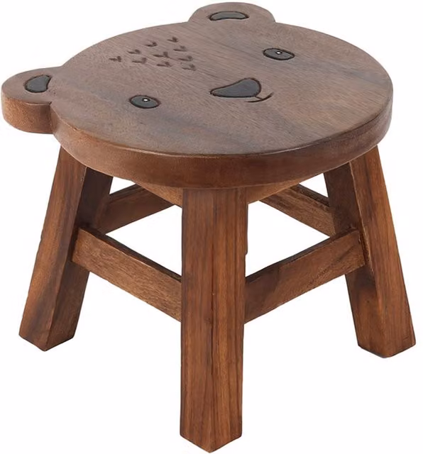 KDMK Children's Wooden Bear Stool in Brown
