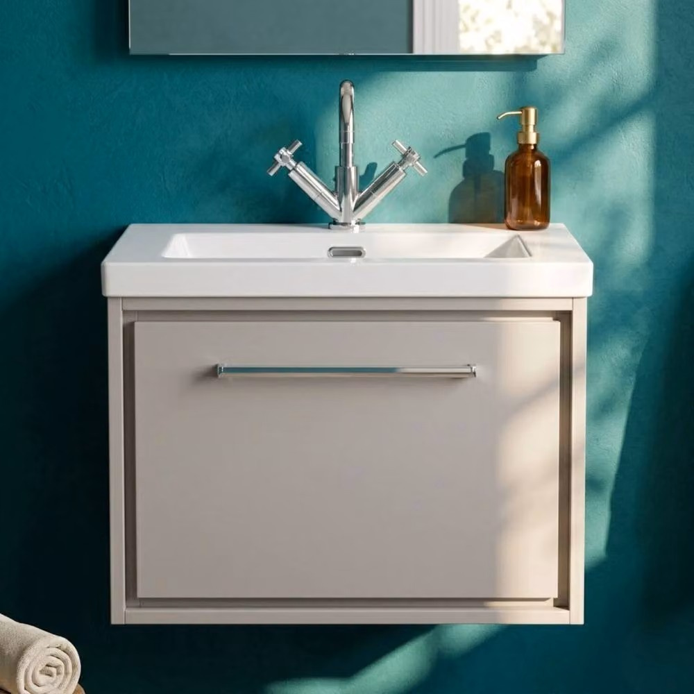 Balterley Wall Hung Fireclay Basin with 1 Soft-Close Drawer, Grey, W: 60 cm – 2