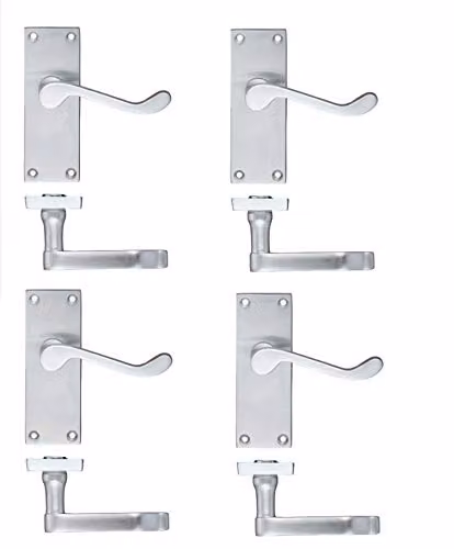 Golden Grace Scroll Lever Latch Door Handles in Brushed Chrome, 4 Pairs