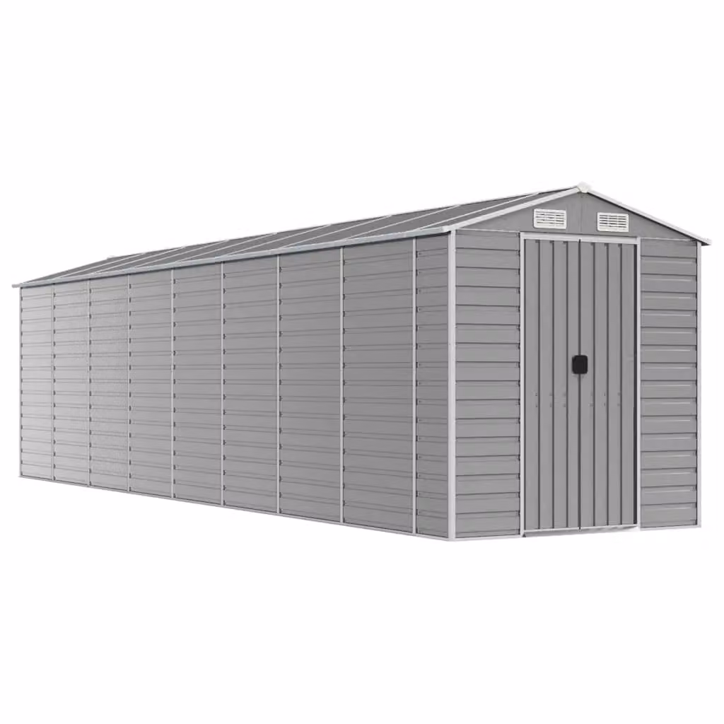Berkfield Home Pent Garden Shed in Light Grey Galvanised Steel, W/D/H: 191 x 810 x 198 cm – 2