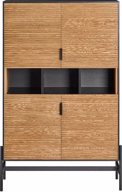 SoBuy Modern Tall Sideboard Cabinet in Black and Brown – 1