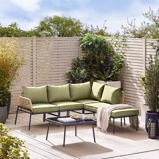 FurnitureboxUK Maldives 5-Seater Outdoor Rattan Corner Sofa Set with Coffee Table in Grey