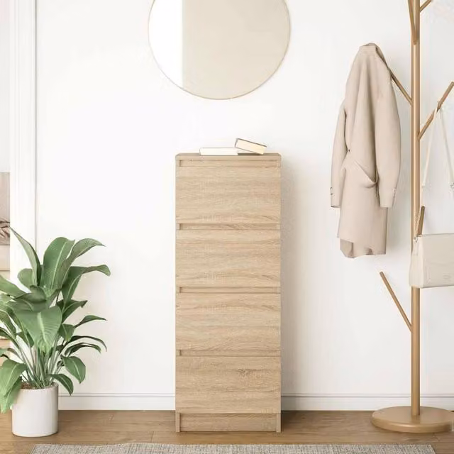 Berkfield Home Sonoma Oak Sideboard in Beige, W/D/H: 37.5 x 35 x 99 cm