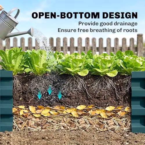 Outsunny Set of 2 Galvanised Steel Raised Garden Beds in Green, W/D/H: 110 x 60 x 30 cm – 3