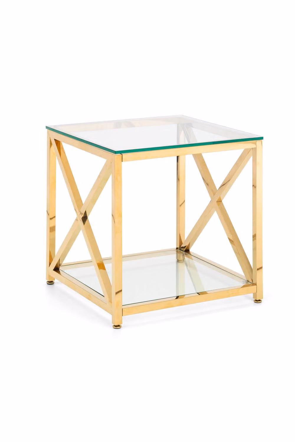 Julian Bowen Miami Art Deco Glass Top Lamp Table with Gold X-Frame – 2