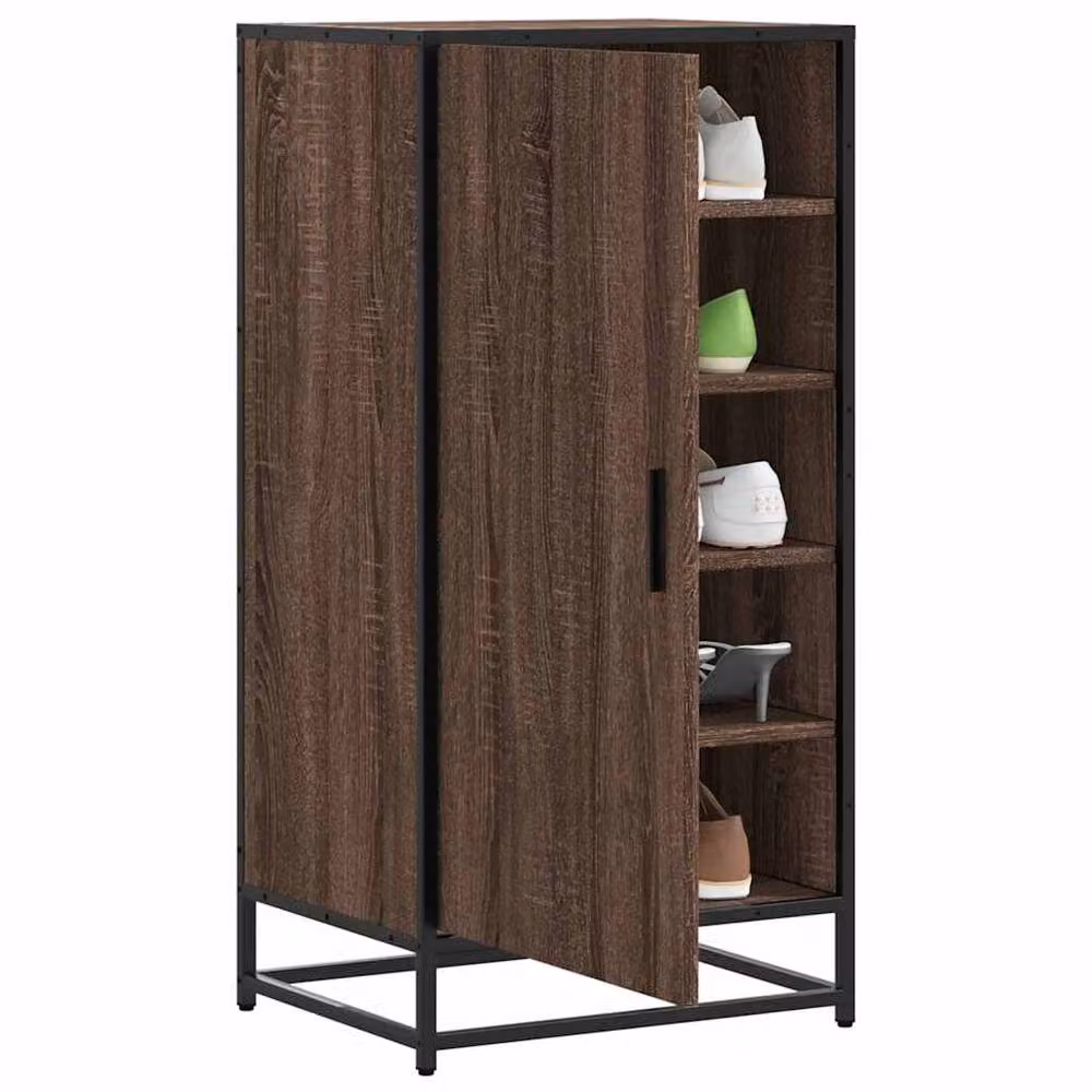 Berkfield Home Industrial Shoe Rack in Brown Oak, W/D/H: 48 x 38 x 97.5 cm – 2
