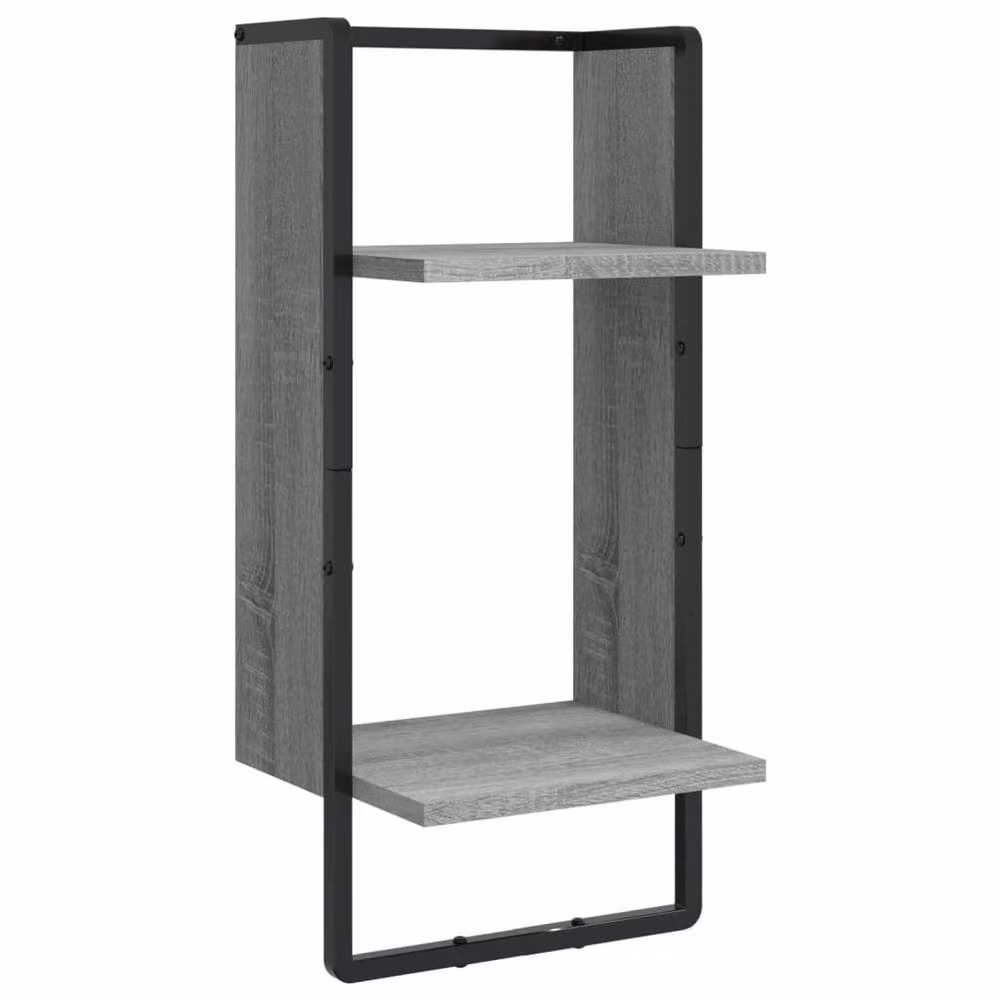 Berkfield Home 4 Piece Grey Sonoma Wall Mounted Shelf Set with Hanging Rods – 5
