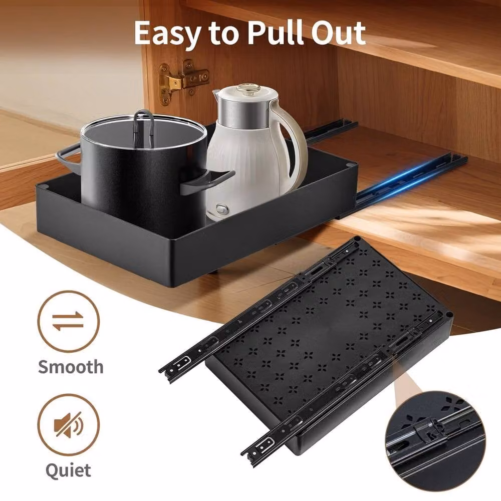 Nordara Black 3-Piece Plastic Pull-Out Cupboard and Drawer Organiser Set – 4