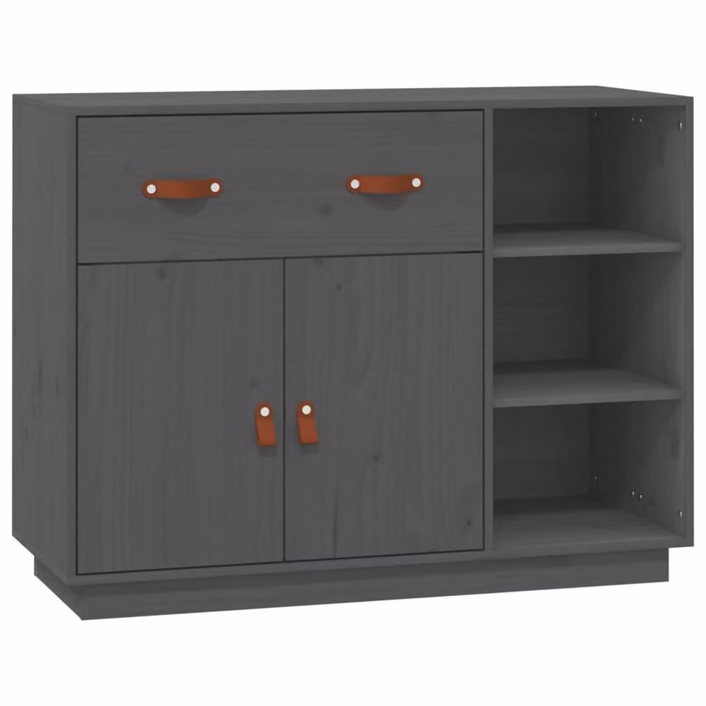 Berkfield Home Grey Solid Wood Pine Sideboard, W/D/H: 98.5 x 40 x 75 cm – 2