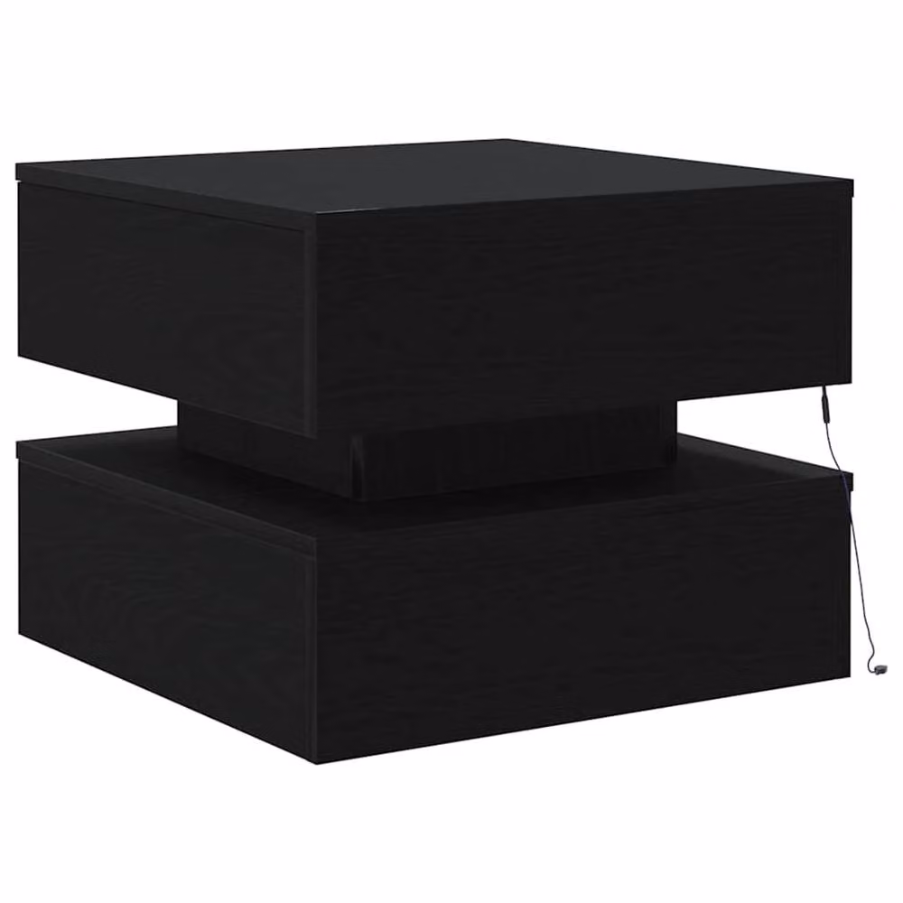 Berkfield Home Modern Square Coffee Table with LED Lights in Black Oak, W/D/H: 50 x 50 x 40 cm – 6