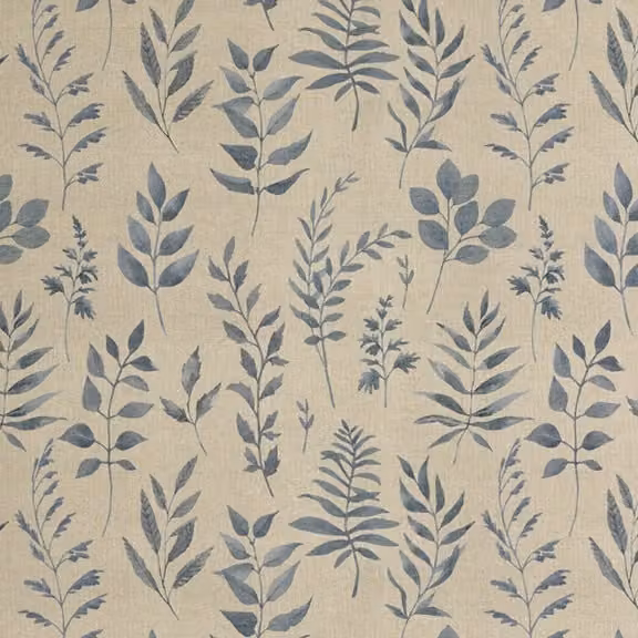 Ante Decor Willow Printed Blue Cotton Fabric Delft