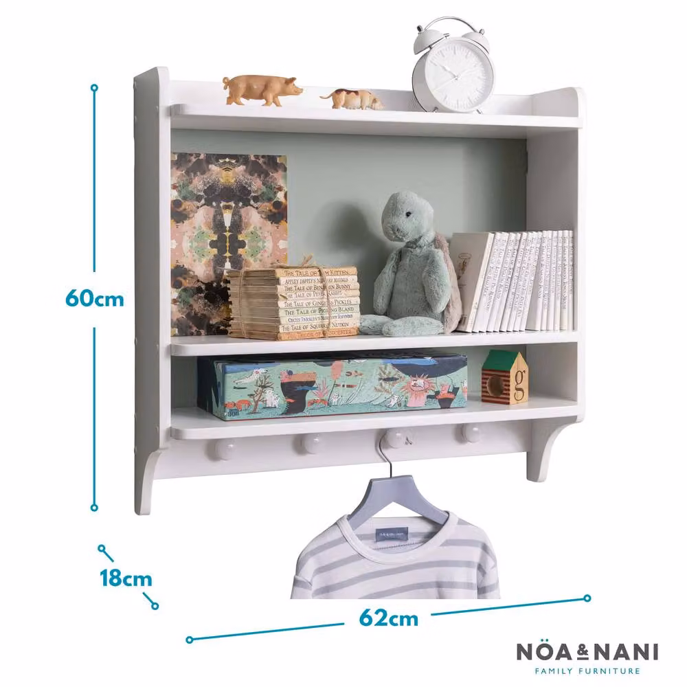 Nöa and Nani Hege Double Shelf with Coat Hook and Hanging Rod in White and Grey – 2