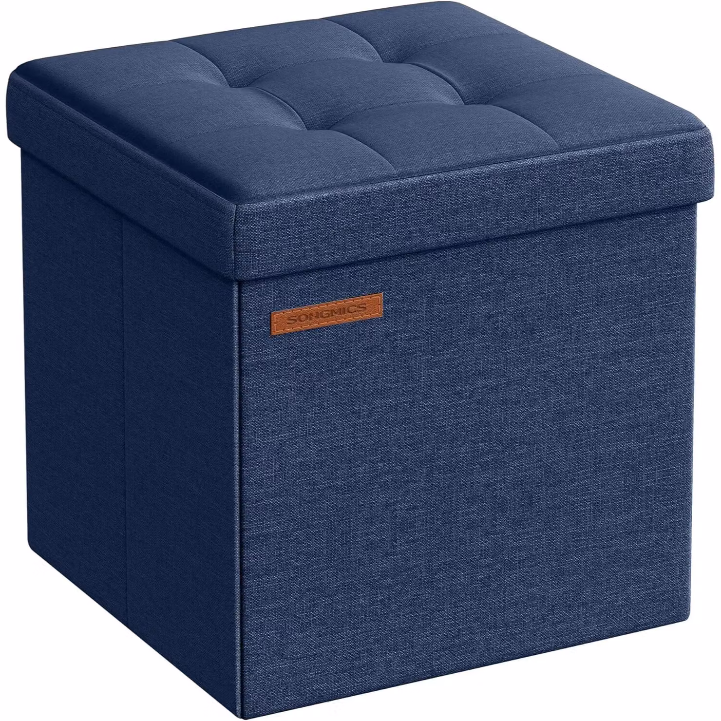 SONGMICS Small Foldable Storage Ottoman Foot Rest in Blue – 3