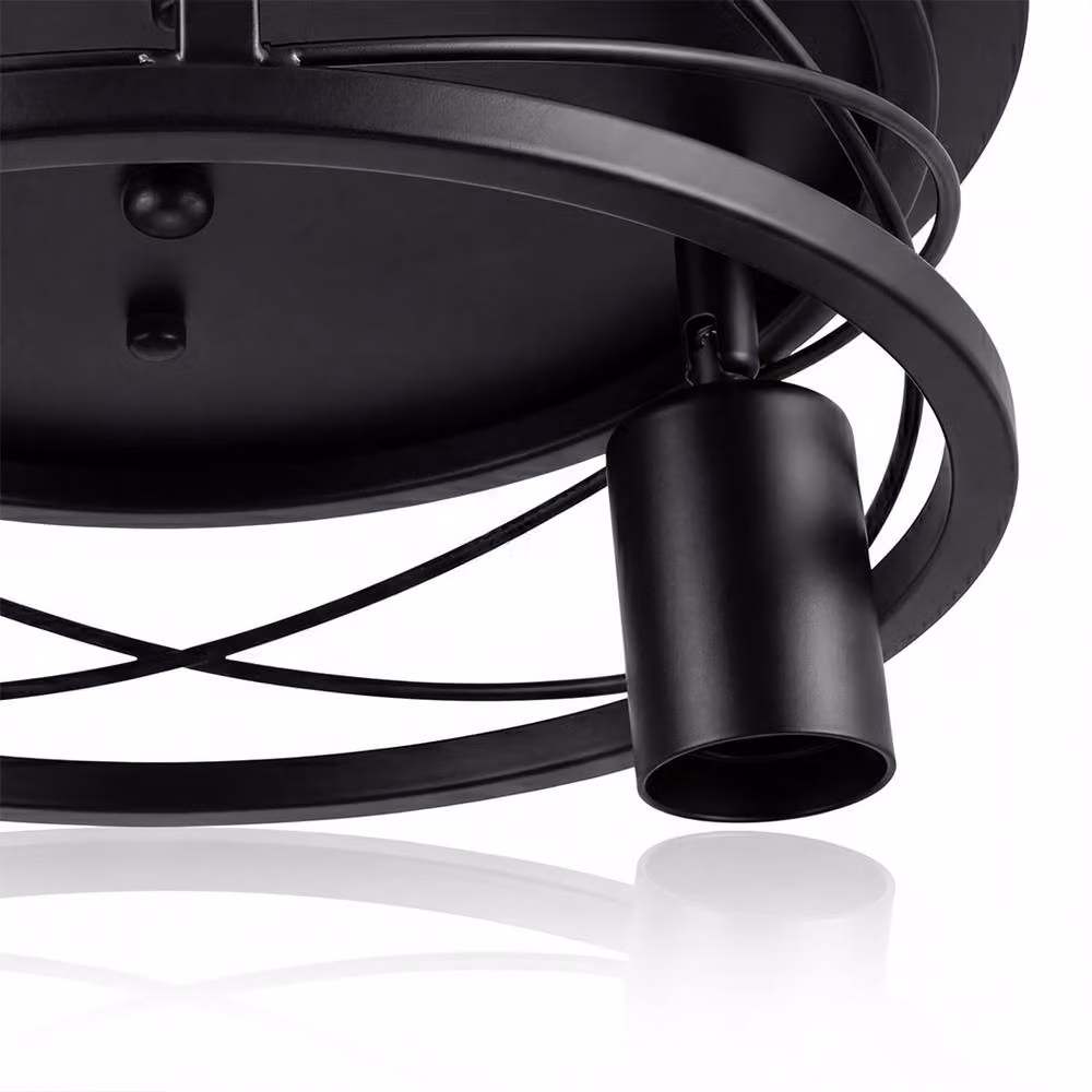 Emitto Industrial Metal Cage Ceiling Light, Black, E27, 90 Degree Adjustable – 6
