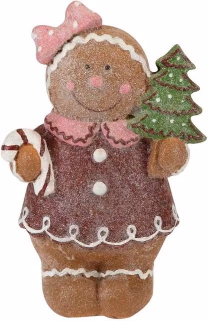 VFM e-Store Christmas Gingerbread Ceramic Figurine Decoration, Brown, W: 16 cm, H: 9.5 cm
