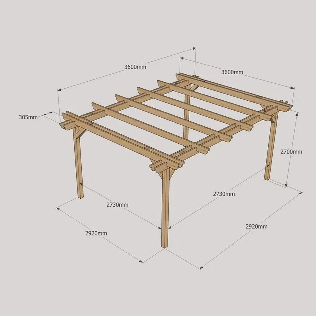 Rutland County Garden Furniture Ltd Double Garden Pergola in Brown and Green, W: 360 cm, D: 360 cm, H: 270 cm – 4