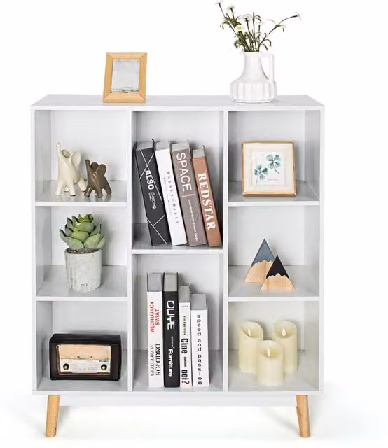 COSTWAY 8-Cube Freestanding Side Cabinet Storage Organiser in White