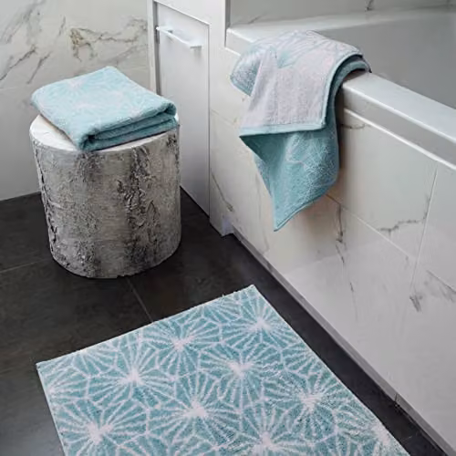 Allure Bath Fashions Geometric Design Cotton Bath Towels, Pack of 2, Duck Egg Blue, W: 70 cm, L: 125 cm – 2