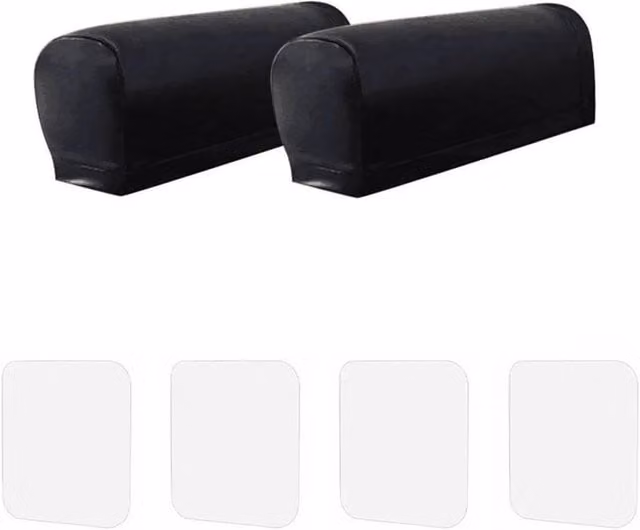 SPETLEK Thick Black PU Leather Armchair Covers, Water Repellent and Machine Washable