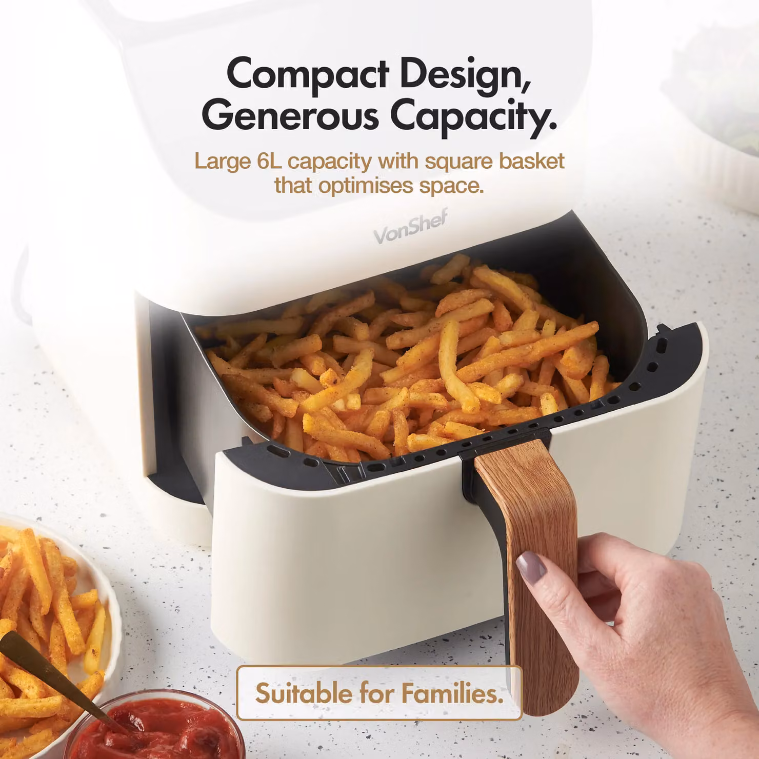 VonShef Fika 6L Digital Air Fryer in Beige – 2
