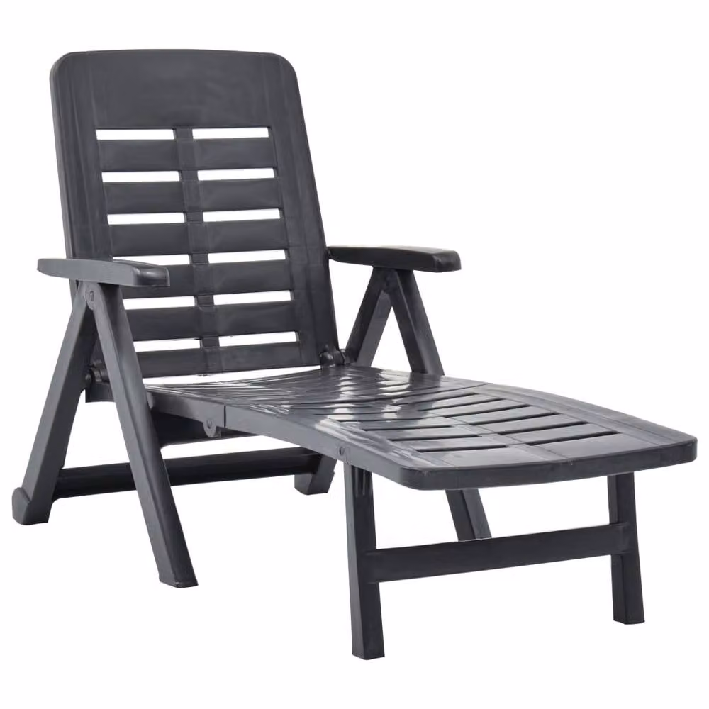 Berkfield Home Comfortable Folding Sun Lounger in Anthracite Grey Plastic – 2